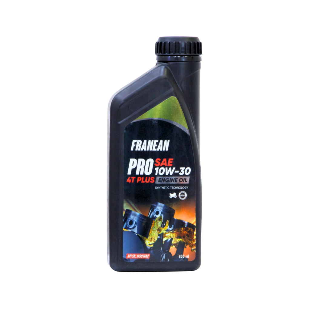 front of franean engine oil bottle in white background